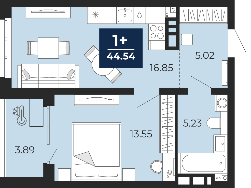 1-комнатная 40 м2 в ЖК Прео корпус null этаж 11