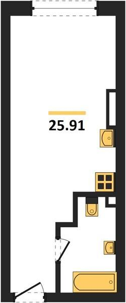 Студия 25.9 м2 в ЖК undefined корпус null этаж 19