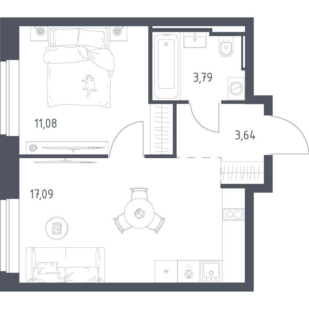 1-комнатная 35 м2 в ЖК Литературный Квартал корпус null этаж 4