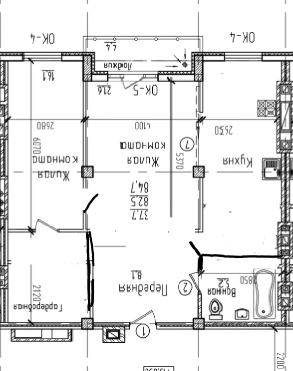 2-комнатная 84.7 м2 в ЖК undefined корпус null этаж 4