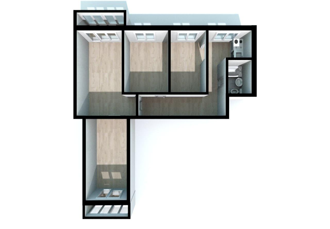 4-комнатная 77.4 м2 в ЖК undefined корпус null этаж 7