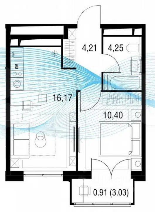 1-комнатная 37.4 м2 в ЖК undefined корпус null этаж 13