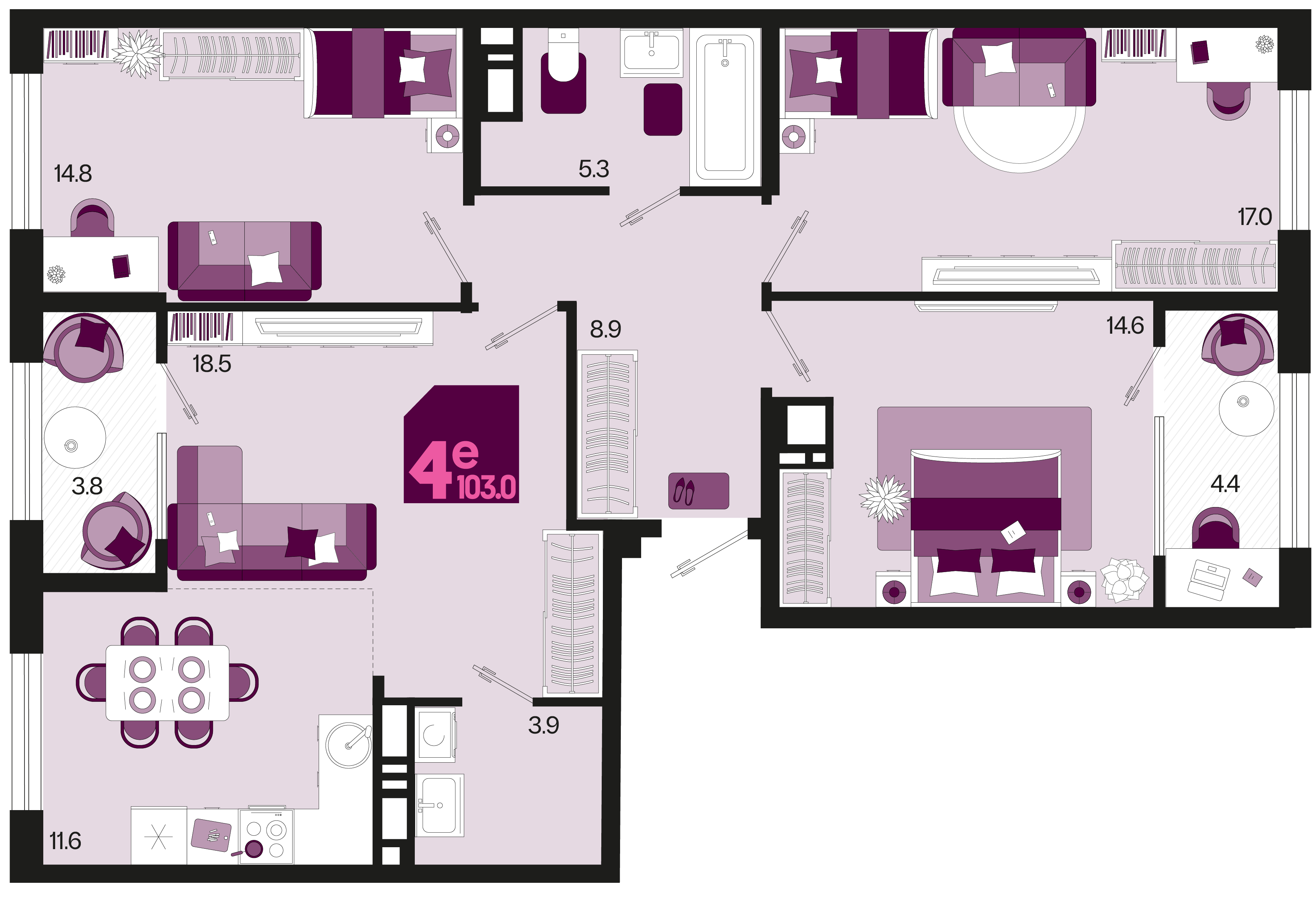 Студия 103 м2 в ЖК Первое место корпус null этаж 9