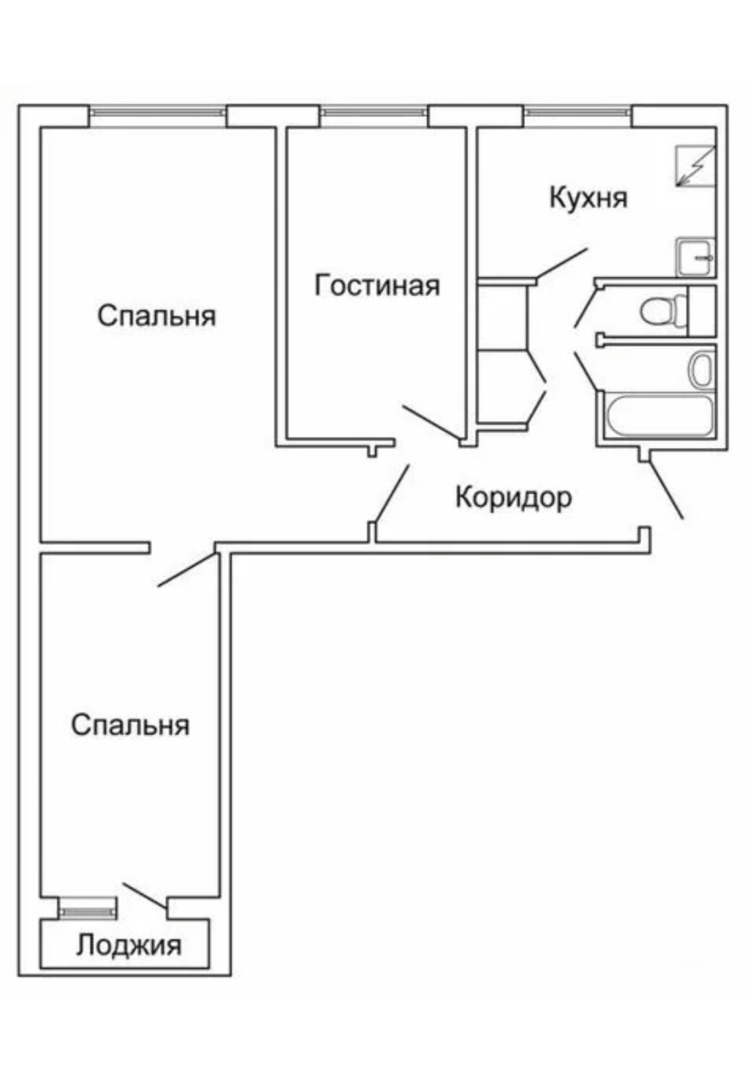 3-комнатная 59.8 м2 в ЖК undefined корпус null этаж 9
