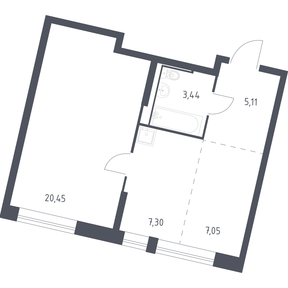 Студия 43 м2 в ЖК Рублёвский Квартал корпус null этаж 1