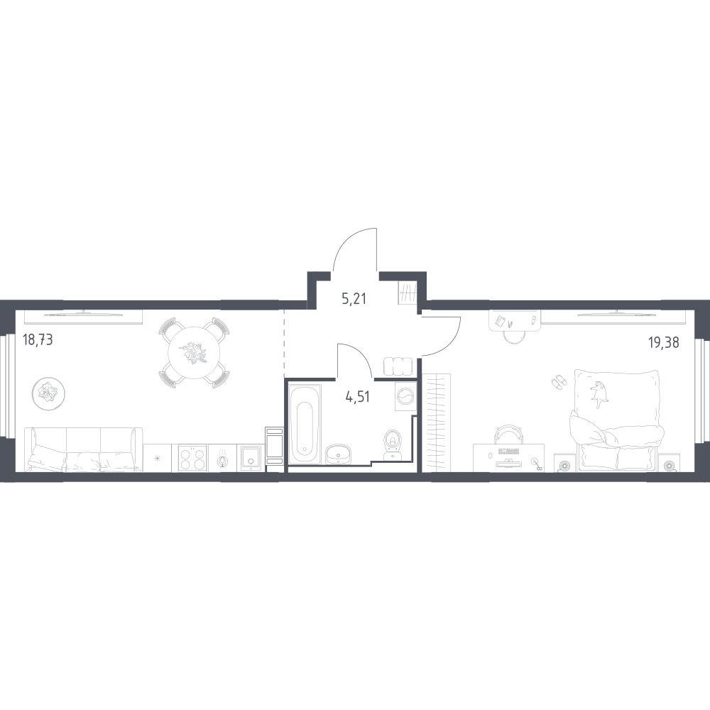 1-комнатная 47 м2 в ЖК Новое Колпино корпус null этаж 6