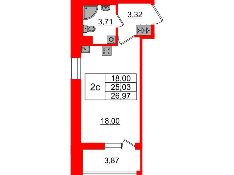 Студия 25 м2 в ЖК Бионика Заповедная корпус null этаж 1
