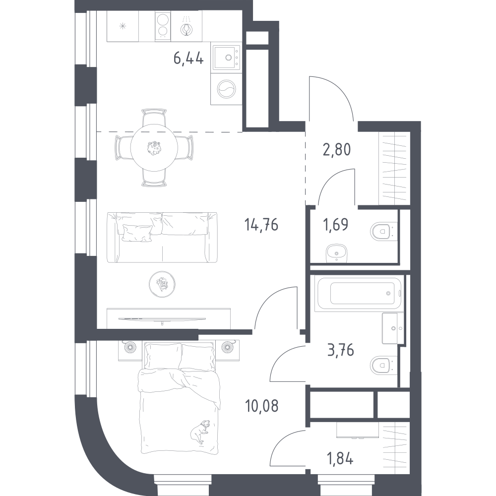 Студия 41 м2 в ЖК Квартал на воде корпус null этаж 13