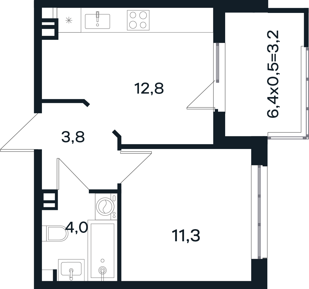 1-комнатная 35 м2 в ЖК Микрорайон Новая Елизаветка корпус null этаж 4