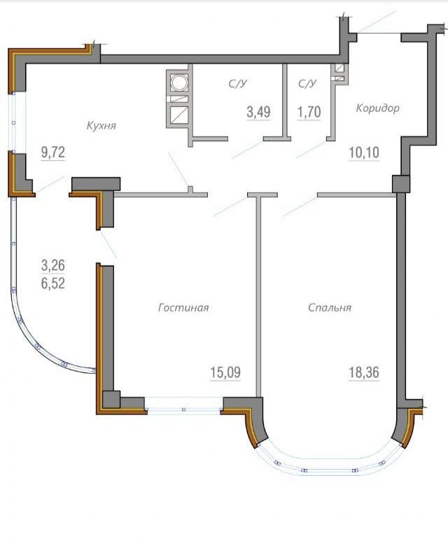 2-комнатная 65.5 м2 в ЖК undefined корпус null этаж 3