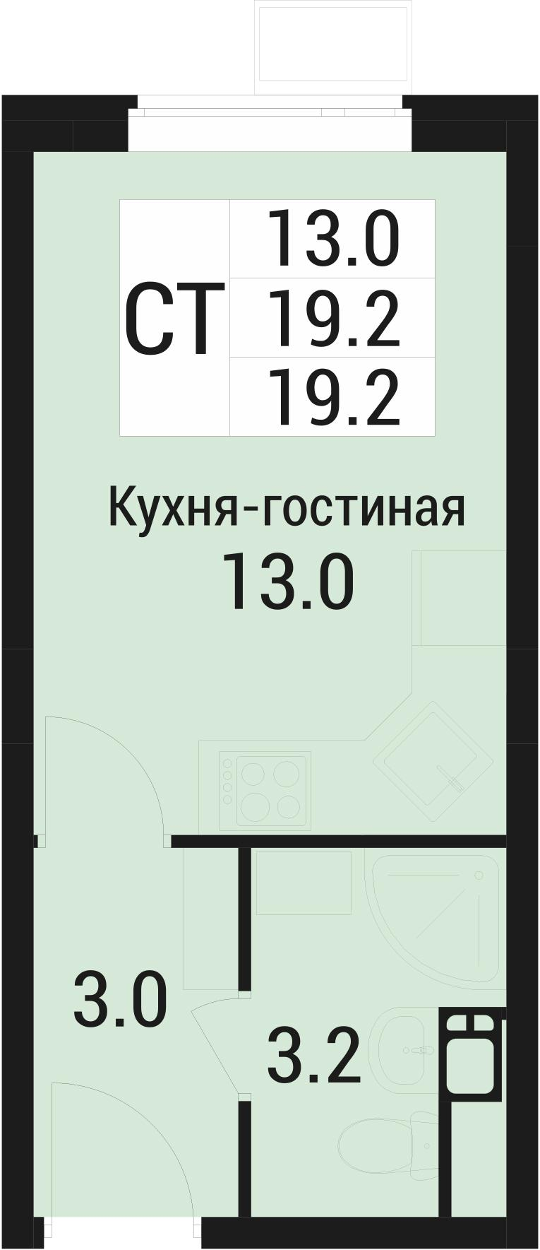 Студия 19 м2 в ЖК Дом в Малаховке корпус null этаж 2