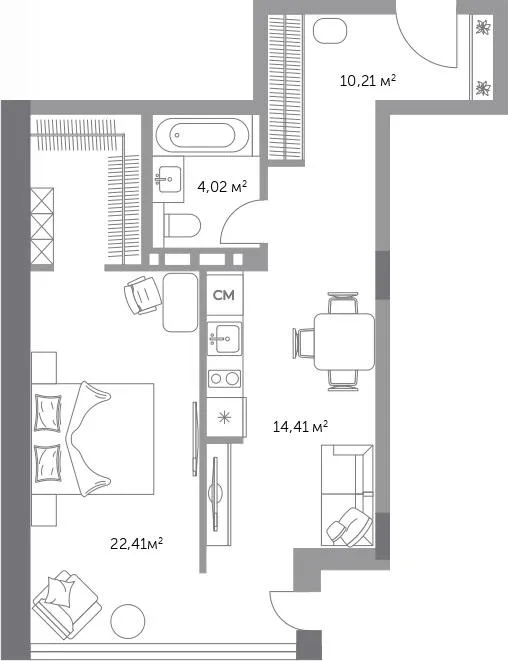 2-комнатная 51 м2 в ЖК Фьорд корпус null этаж 8