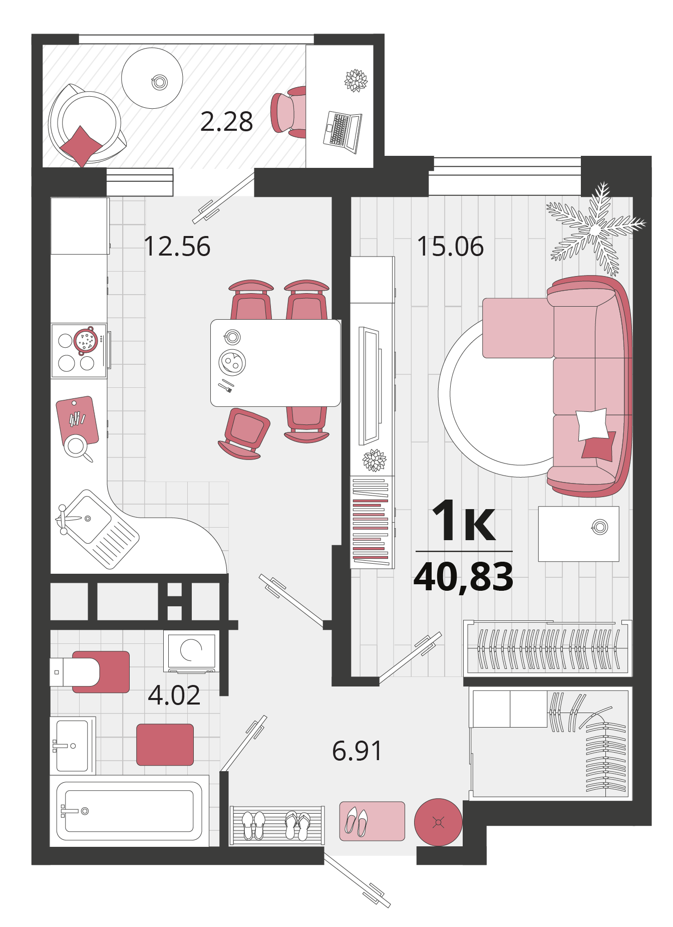1-комнатная 40 м2 в ЖК Родные просторы корпус null этаж 6