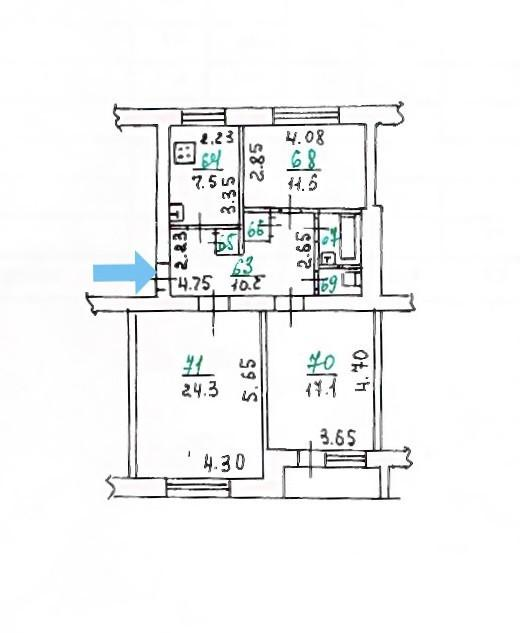 3-комнатная 75 м2 в ЖК undefined корпус null этаж 3