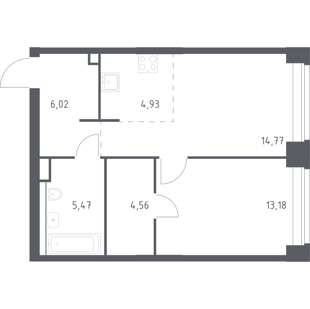 Студия 48 м2 в ЖК NOVA корпус null этаж 2