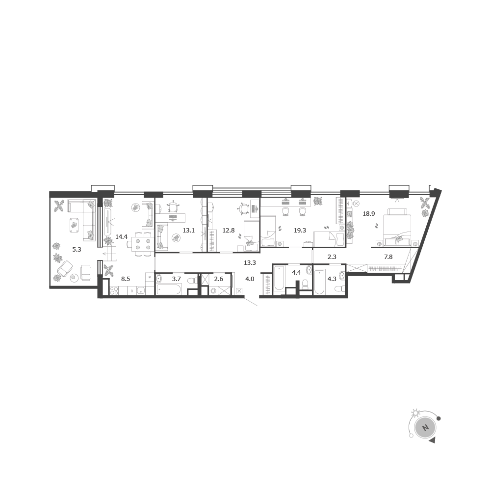 5-комнатная 134 м2 в ЖК Воксхолл корпус null этаж 11