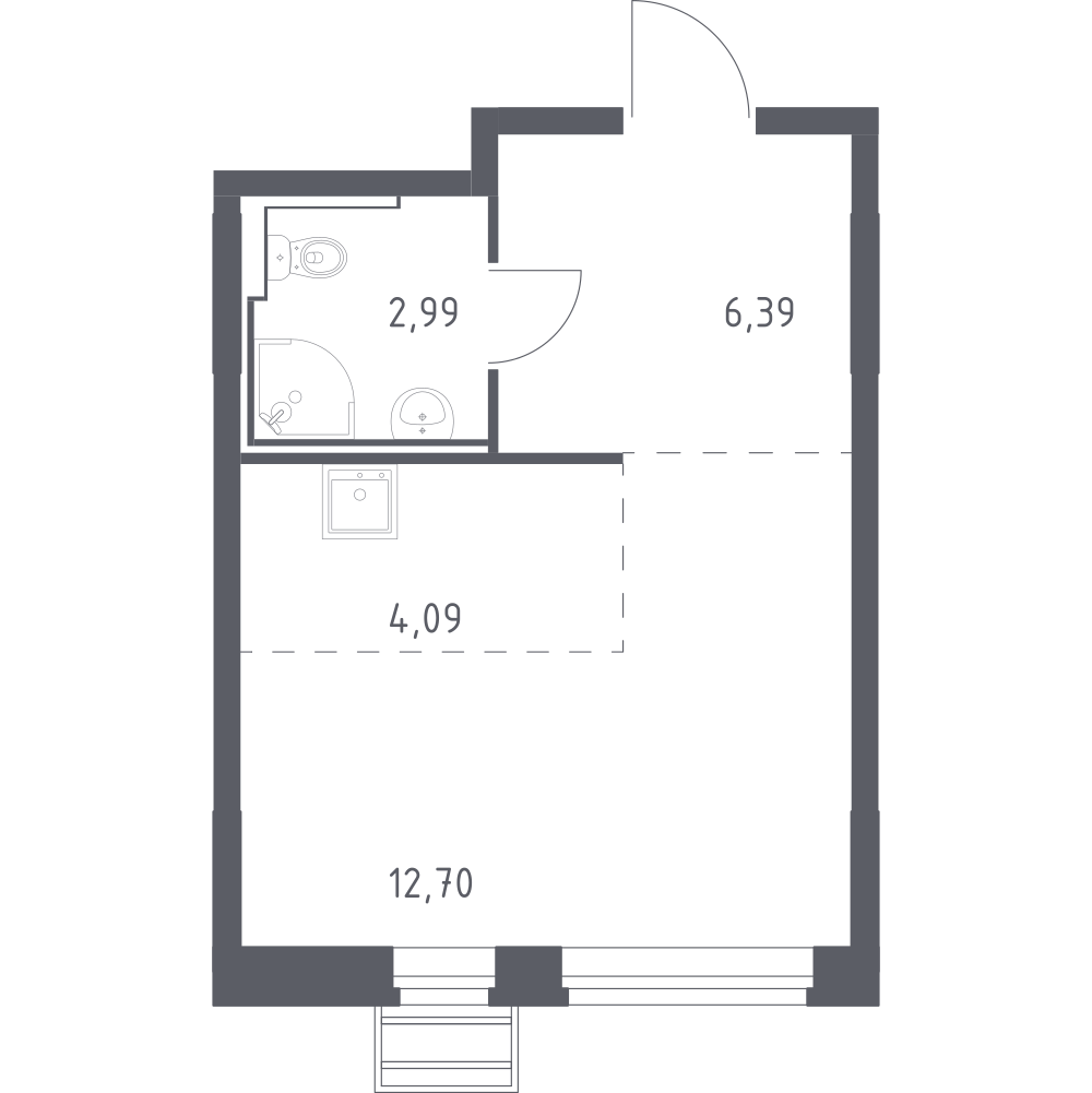 Студия 26 м2 в ЖК Рублёвский Квартал корпус null этаж 7