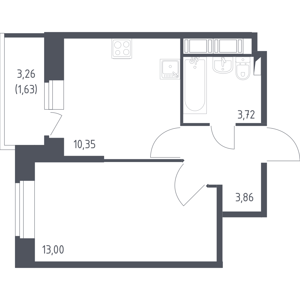 1-комнатная 32 м2 в ЖК Новое Колпино корпус null этаж 4