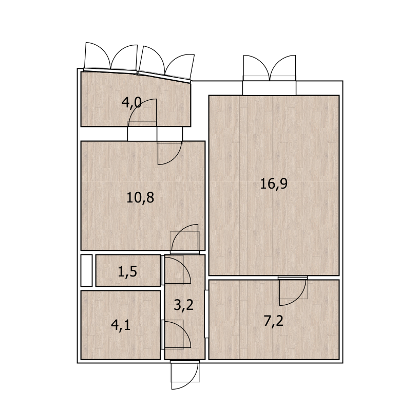 1-комнатная 43.7 м2 в ЖК undefined корпус null этаж 10