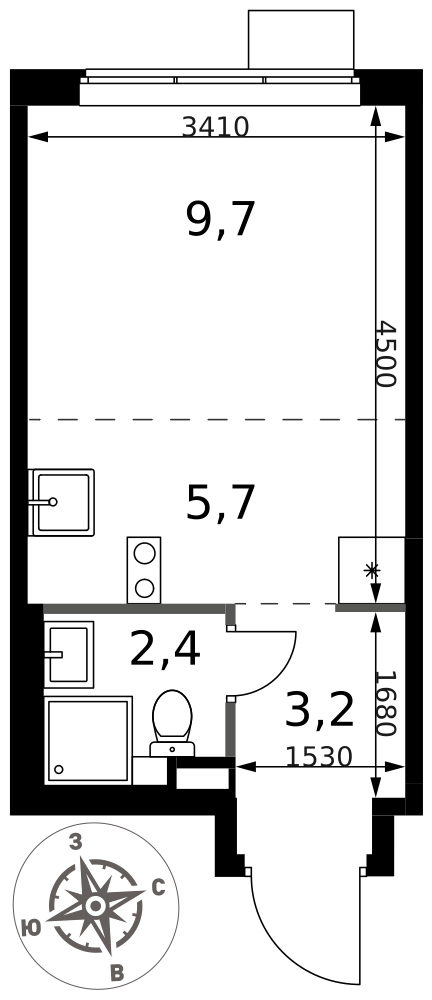 Студия 21 м2 в ЖК 1-й Химкинский корпус null этаж 9