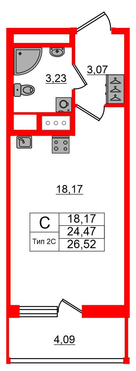 Студия 24 м2 в ЖК Setl Ривьера корпус null этаж 9