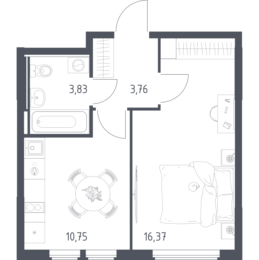 1-комнатная 34 м2 в ЖК Остафьево корпус null этаж 3