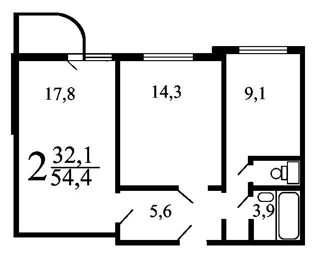 2-комнатная 53.7 м2 в ЖК undefined корпус null этаж 5