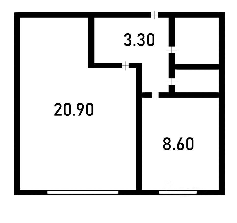 1-комнатная 39.2 м2 в ЖК undefined корпус null этаж 2
