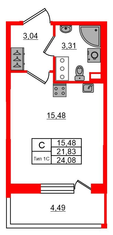 Студия 21 м2 в ЖК Сэтл Ривьера корпус null этаж 7