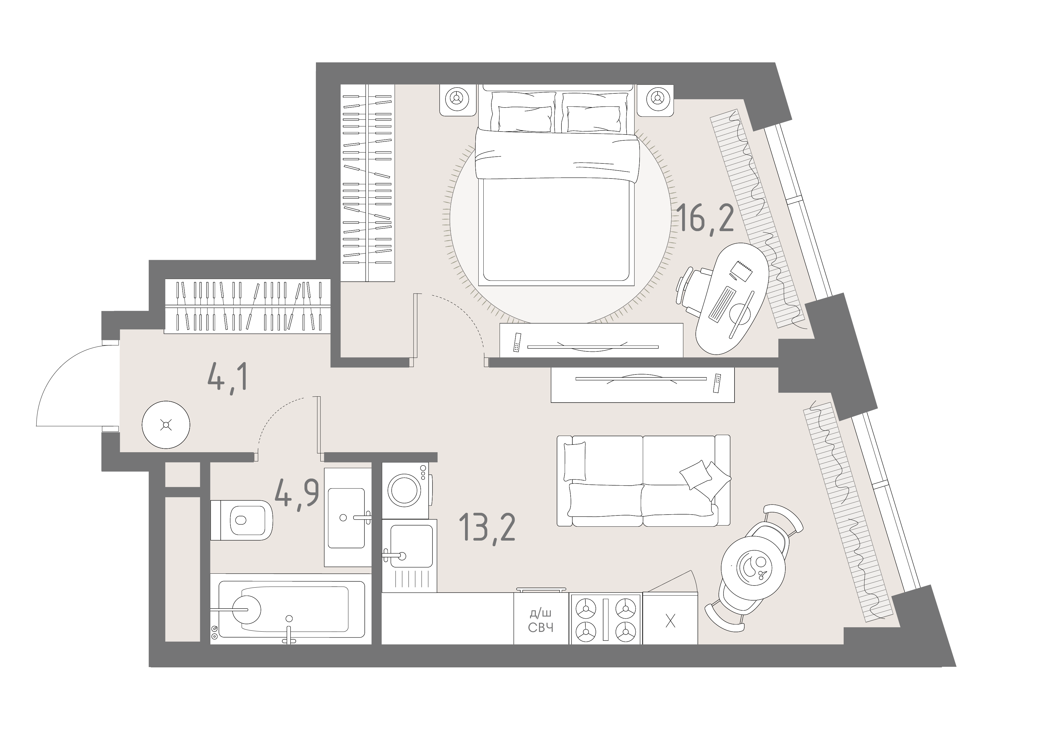 2-комнатная 38 м2 в ЖК Родина парк корпус null этаж 15