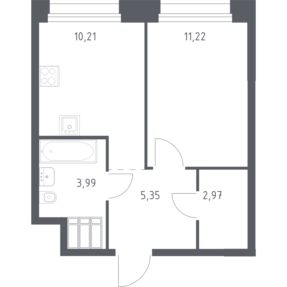 1-комнатная 33 м2 в ЖК Тропарево Парк корпус null этаж 17