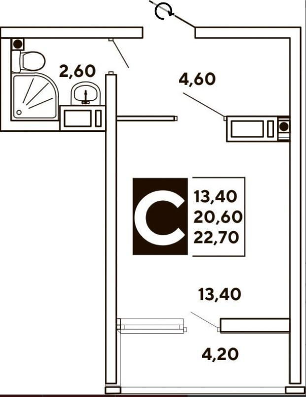 Студия 24.8 м2 в ЖК undefined корпус null этаж 16