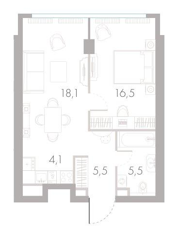2-комнатная 49 м2 в ЖК River Park Towers Кутузовский корпус null этаж 12