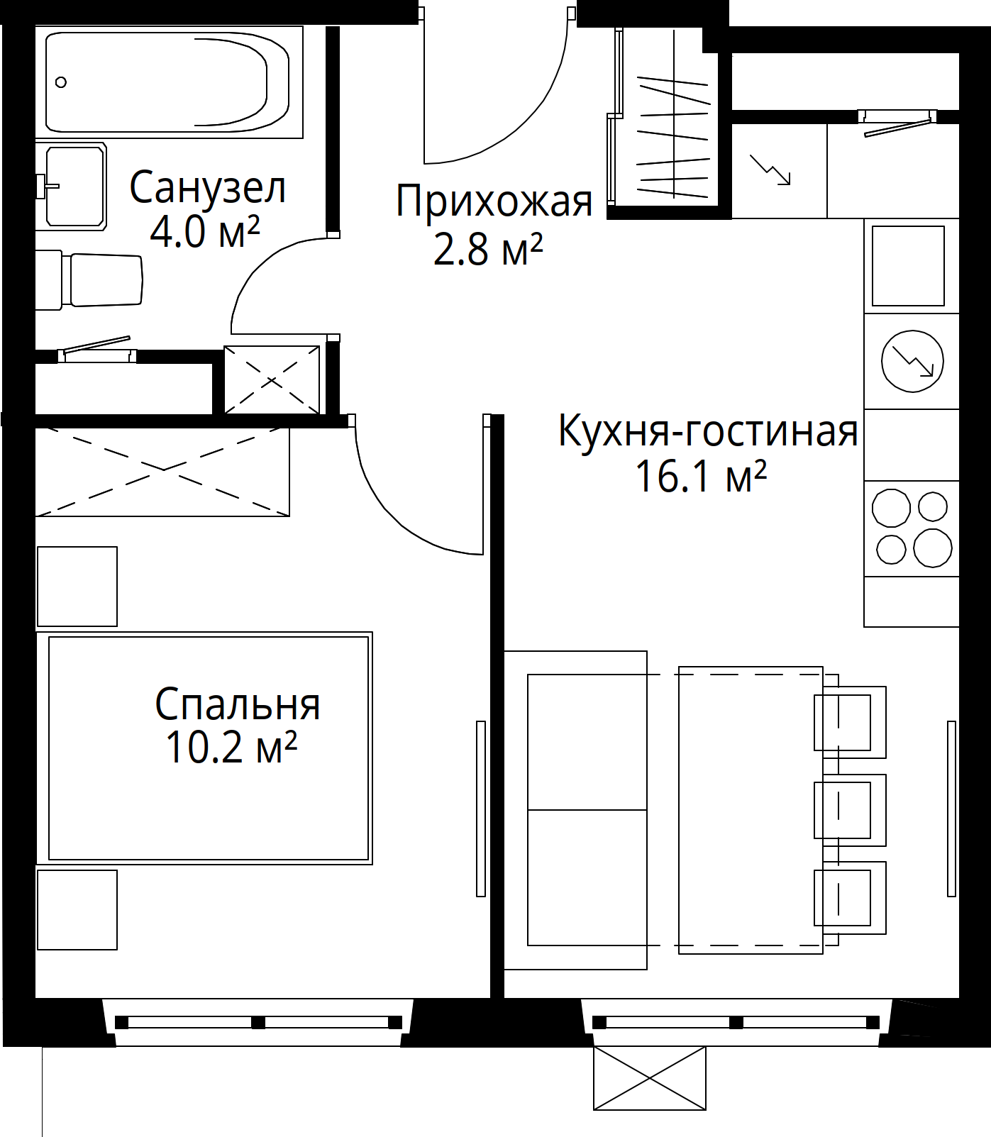 1-комнатная 33 м2 в ЖК Эко Видное 2.0 корпус null этаж 10