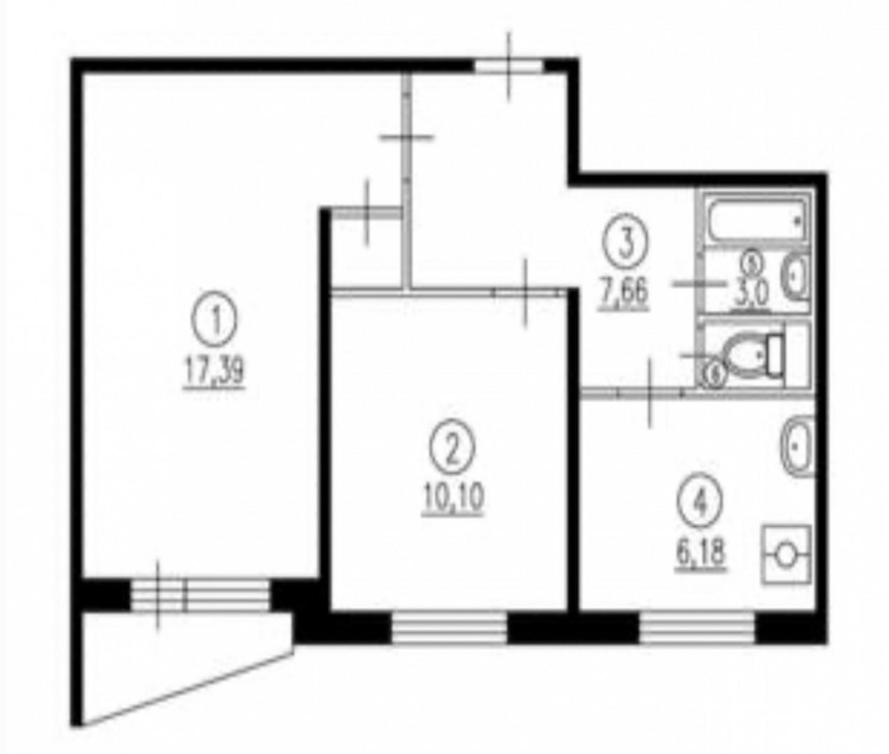 2-комнатная 44.5 м2 в ЖК undefined корпус null этаж 3