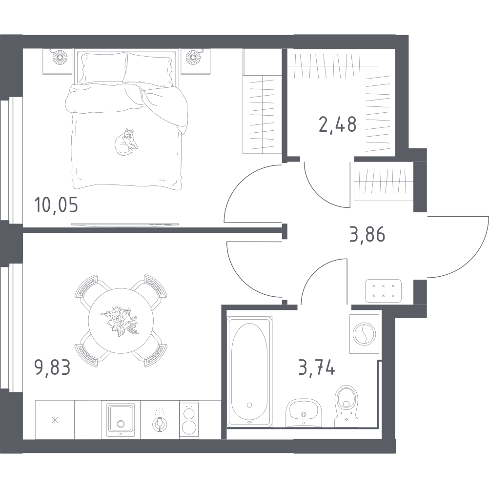 1-комнатная 29 м2 в ЖК Донские Легенды корпус null этаж 8