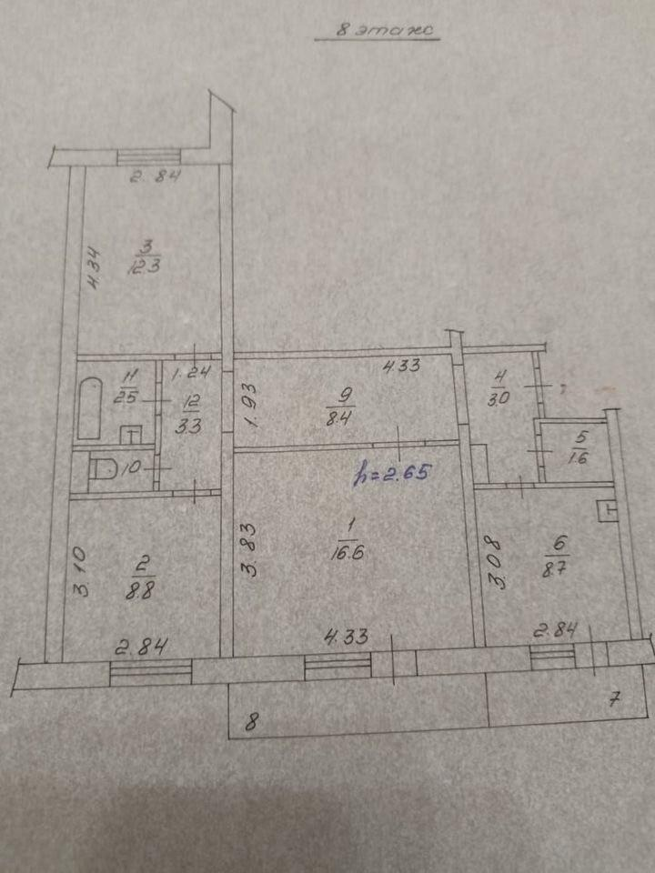 3-комнатная 68 м2 в ЖК undefined корпус null этаж 8