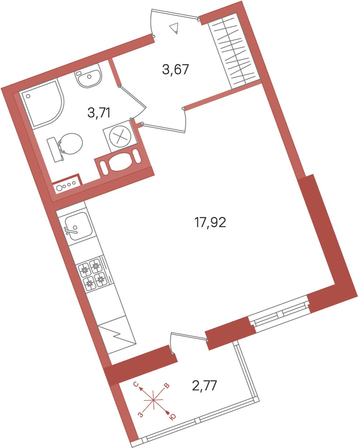 Студия 26 м2 в ЖК ПАТИО. Уютный квартал корпус null этаж 11