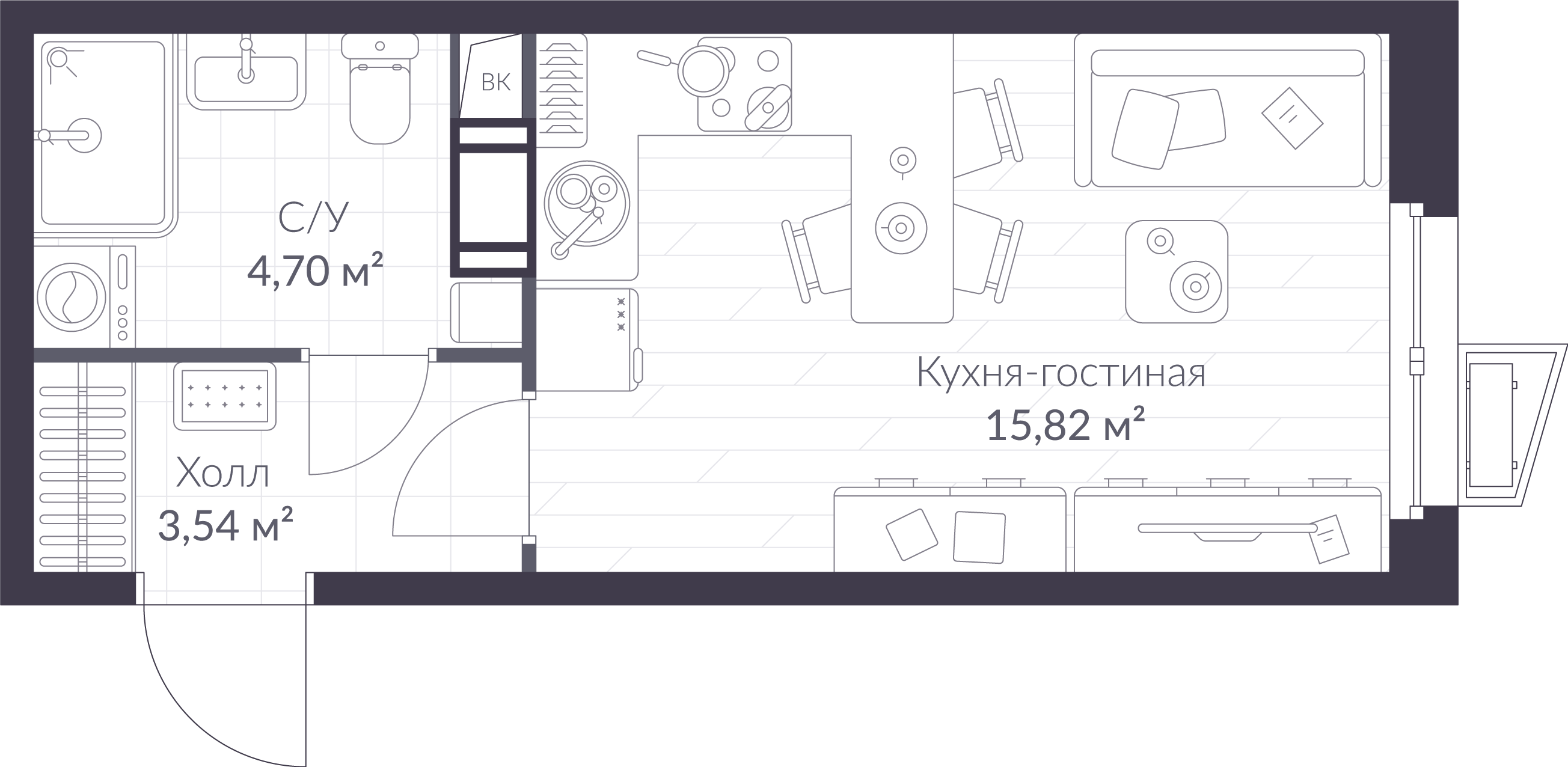 Студия 24 м2 в ЖК Верен Норт Сертолово корпус null этаж 4