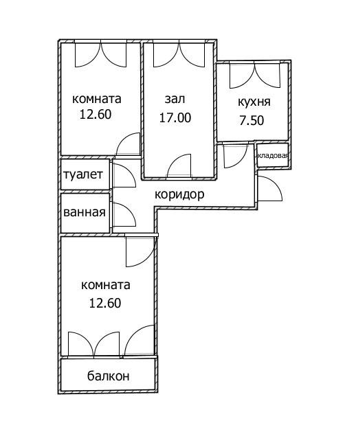 3-комнатная 67 м2 в ЖК undefined корпус null этаж 5
