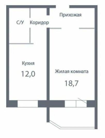 1-комнатная 43.8 м2 в ЖК undefined корпус null этаж 4