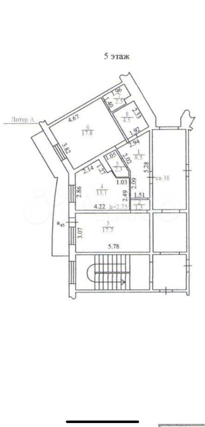 2-комнатная 68 м2 в ЖК undefined корпус null этаж 7