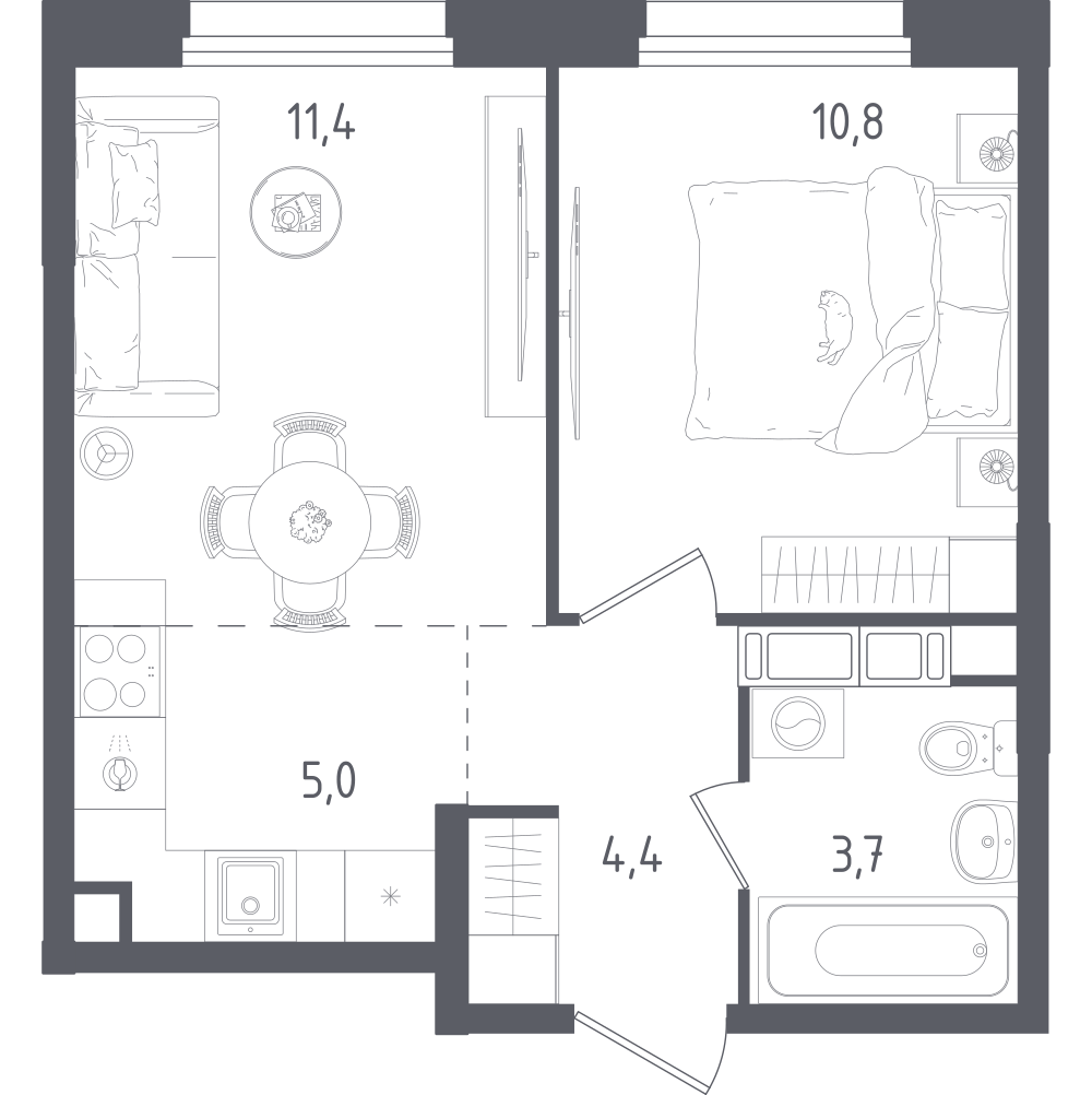 Студия 35 м2 в ЖК Ольховый Квартал корпус null этаж 2