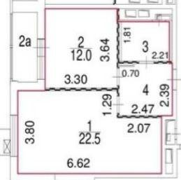 1-комнатная 46.3 м2 в ЖК undefined корпус null этаж 10