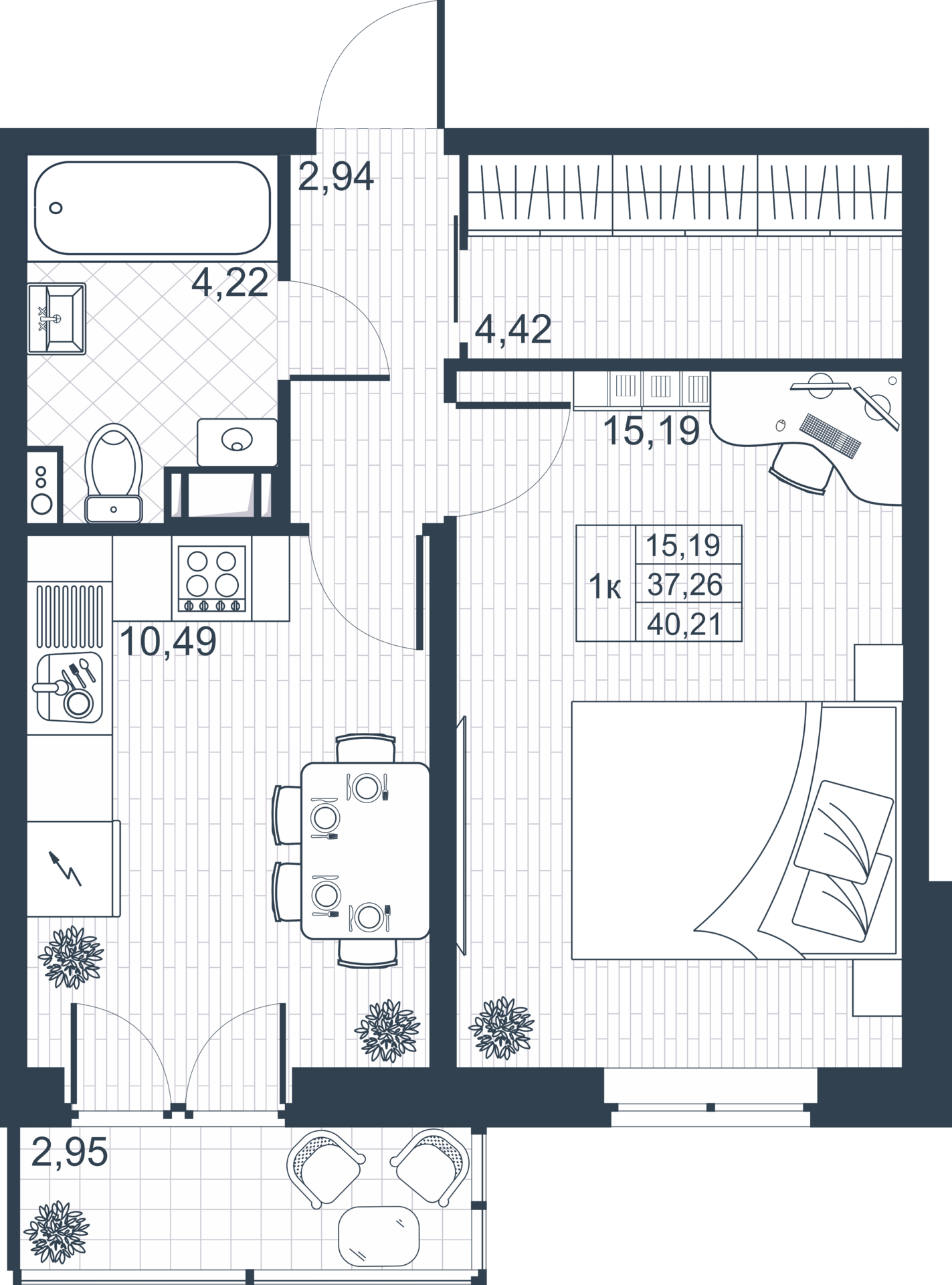 1-комнатная 37 м2 в ЖК Ново-Антропшино корпус null этаж 3