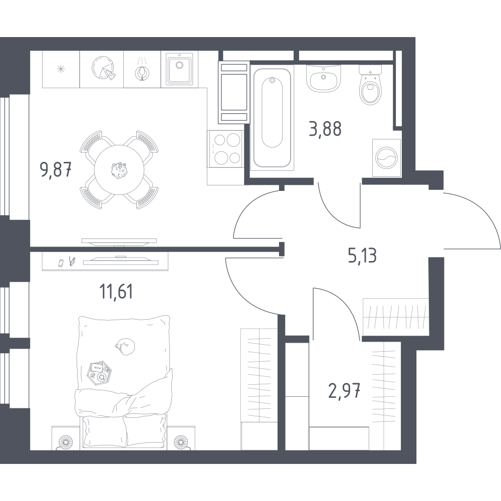Студия 40 м2 в ЖК Большое Путилково корпус null этаж 5