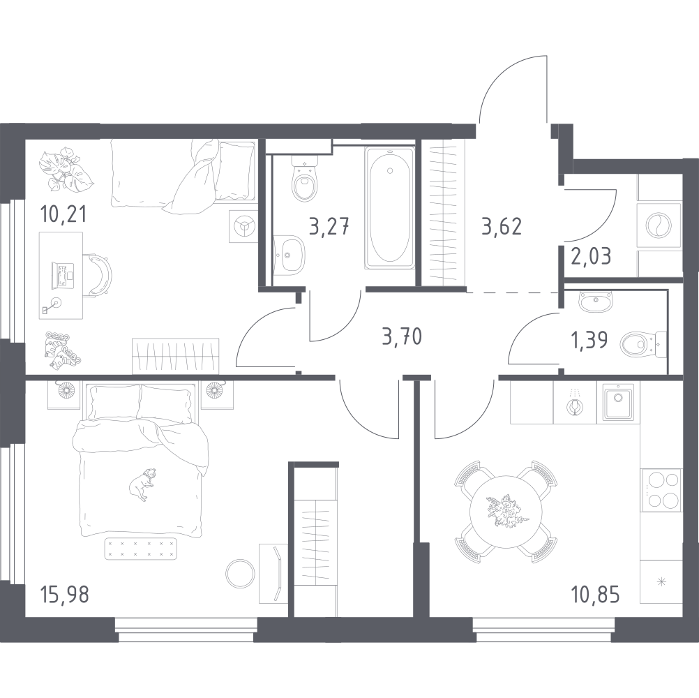 2-комнатная 51 м2 в ЖК Донские Легенды корпус null этаж 13