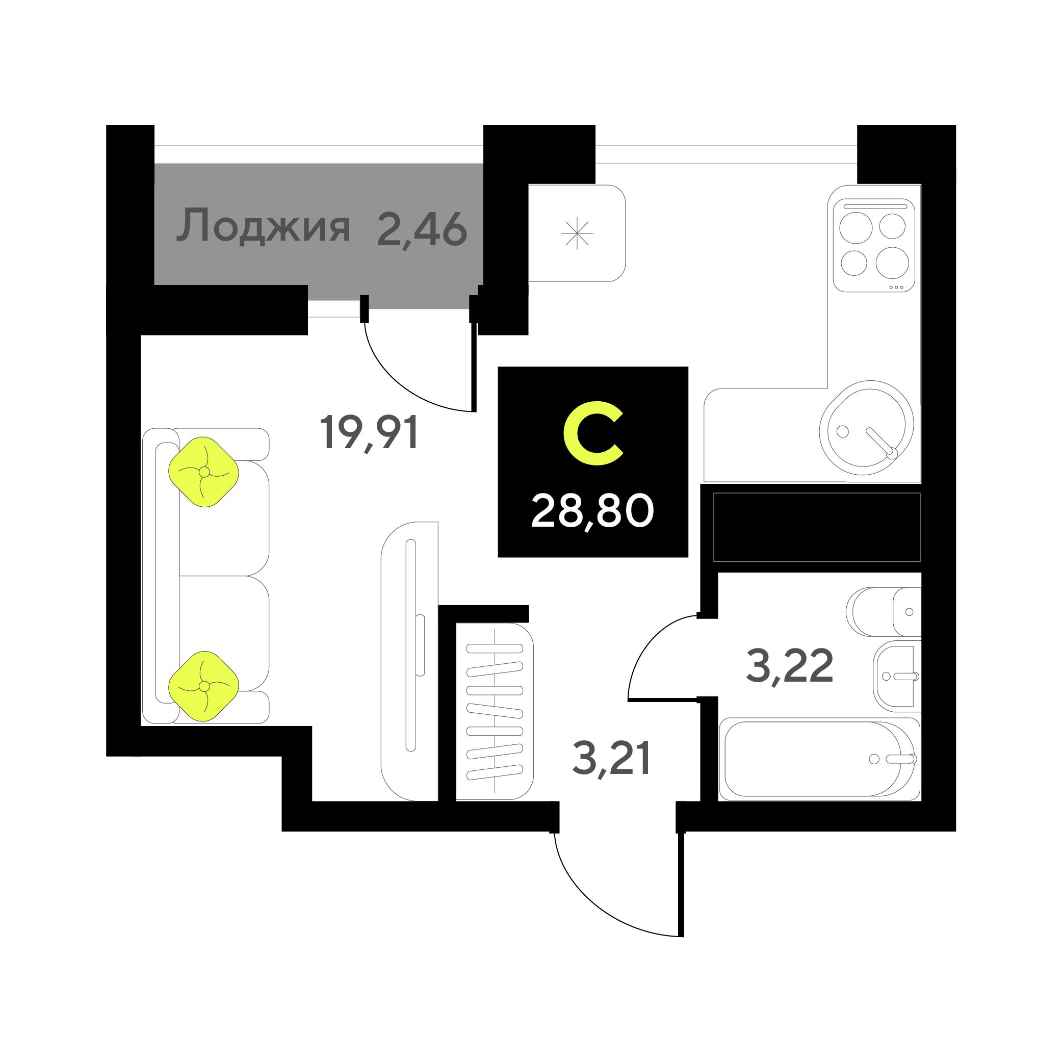 Студия 28 м2 в ЖК Окинава корпус null этаж 10