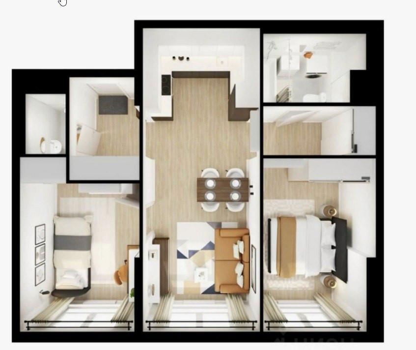 3-комнатная 60 м2 в ЖК undefined корпус null этаж 13