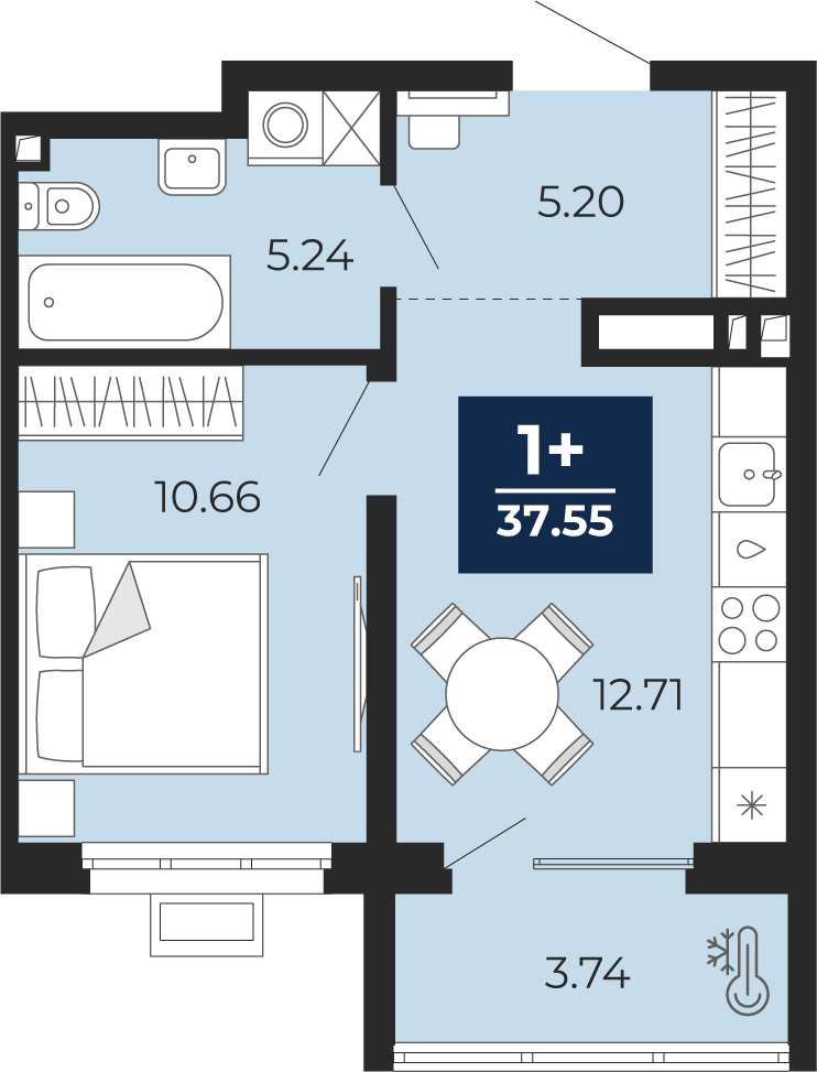 1-комнатная 33 м2 в ЖК Беринг корпус null этаж 13